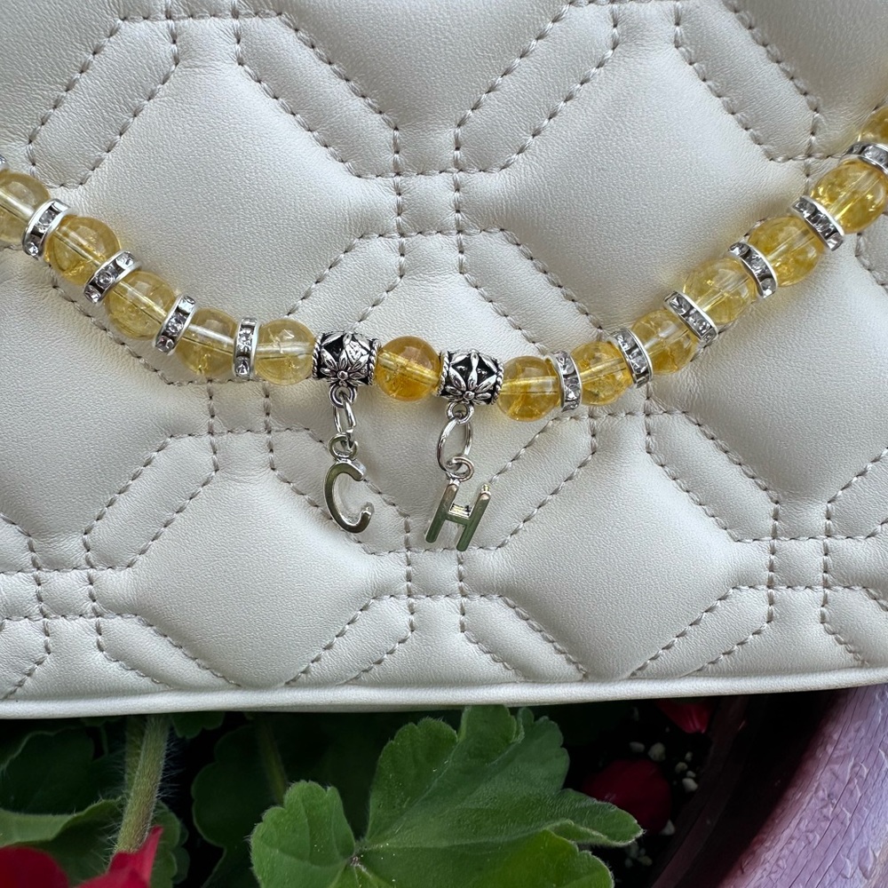 Handcrafted purse chain personalize initials Genuine gemstones bag not included - Picture 4 of 5